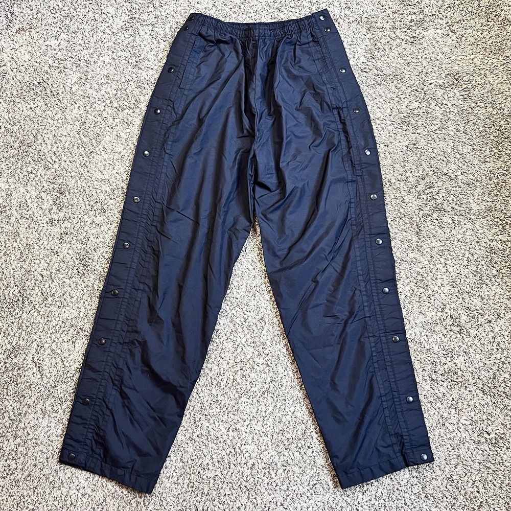 Vintage Holloway Men's Large Black Solid Tear Away Track Pants Windbreaker Y2K